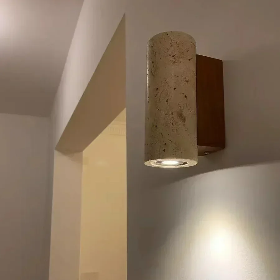 Nordic Led Wall Lamp Travertine Natural Stone Sconce Light with E27 Bulb for Bedroom Living Room Hallway Wall Light led wall lamp,wall sconces light,wall lamp