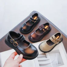 

Girls Solid Black 2022 Spring Performance Shoes Princess Matte Boys Soft School Shallow Shoes PU Japanese Style Mary Jane Shoes