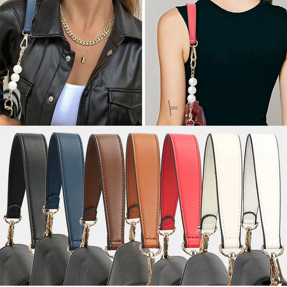 Hot New Detachable Leather Short Handbags Belt Handles Shoulder Bag Purse Strap Golden Buckle DIY Replacement