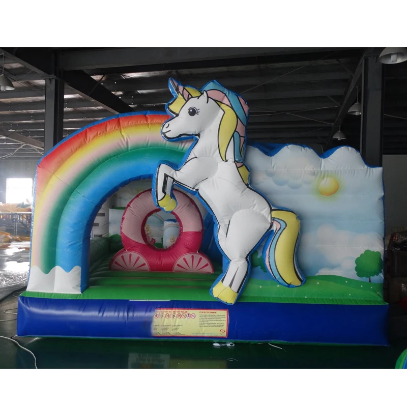 

Factory sale PVC Horse Look Inflatable trampoline bouncy house with slide birthday gift for kids
