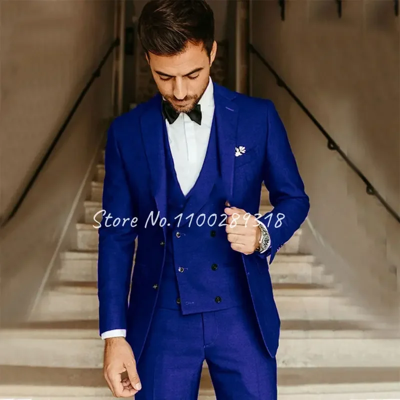 Army Green Groom Tuxedo Male Suit Party Suit Slim Fit Business Casual Jacket Sets 3 Piece (Blazer + Vest + Pants) Costume Homme Luxe