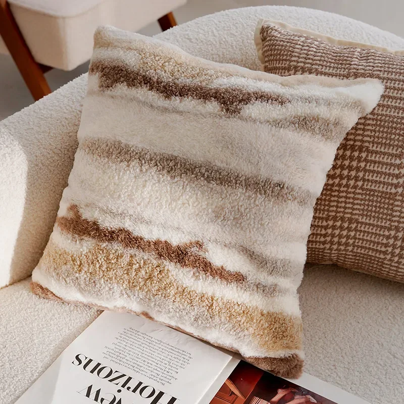 Luxurious Brown French Stamped Decorative Pillow Cover - Elegant Waist Cushion Decor
