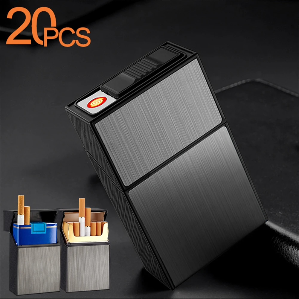 Rechargeable USB Cigarette Case 2in1 Cigarette Box With Lighter For