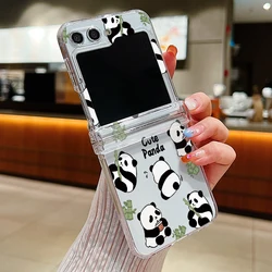 Panda Pattern Transparent Folding Phone Case - Hard Back Cover for Samsung Z Flip8 (A662)