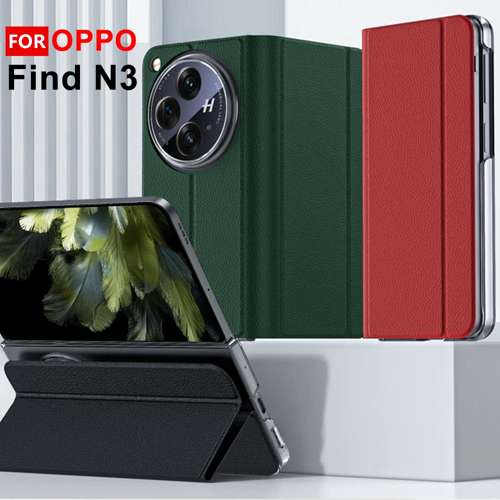 

Leather Flip Cover For OPPO Find N3 Original Full Coverage Lens Protection Magnetic Stand Colorful holder Case for FindN3 Capa