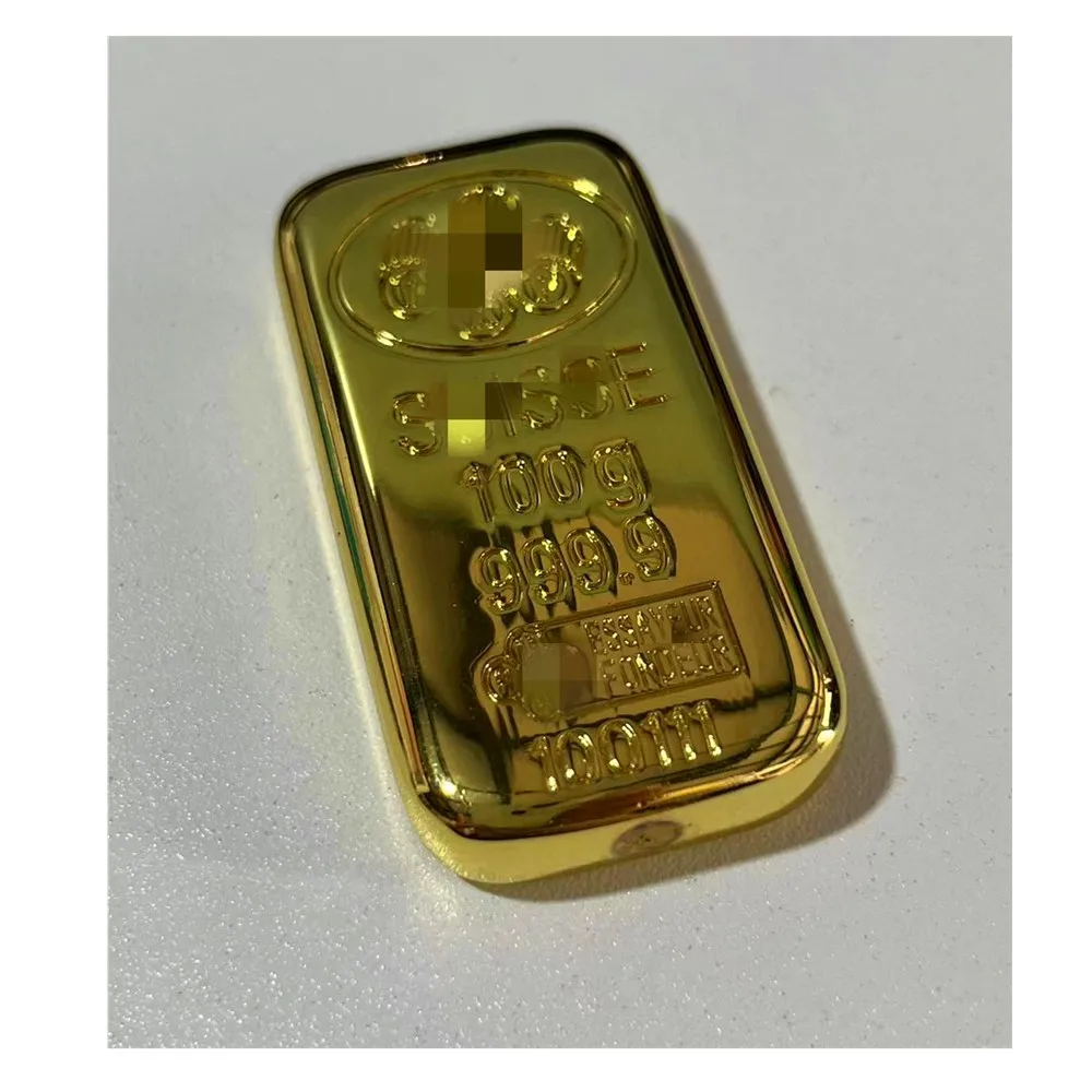 100g gold plated Bullion Gift Gold Bar Non-Magnetic  Business Collection more or less 5gram weight tolerances existed