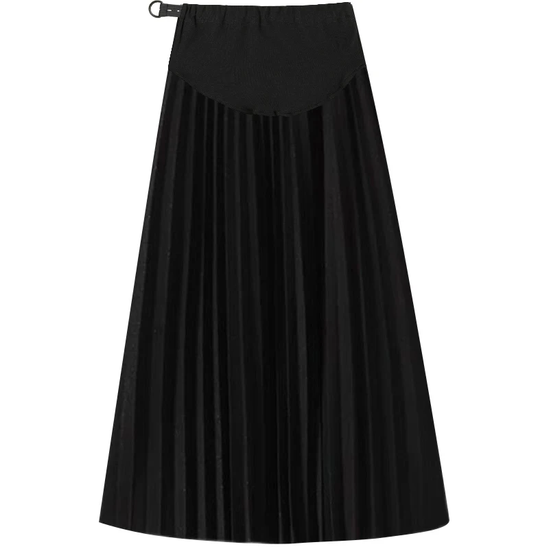 New Autumn Winter Pleated Thick Warm Maternity Skirts Elastic Waist Belly Casual Clothes for Pregnant Women Pregnancy