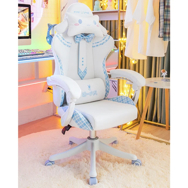 Pink cute girl gaming chair new fashion bow tie computer chair net red anchor game chair