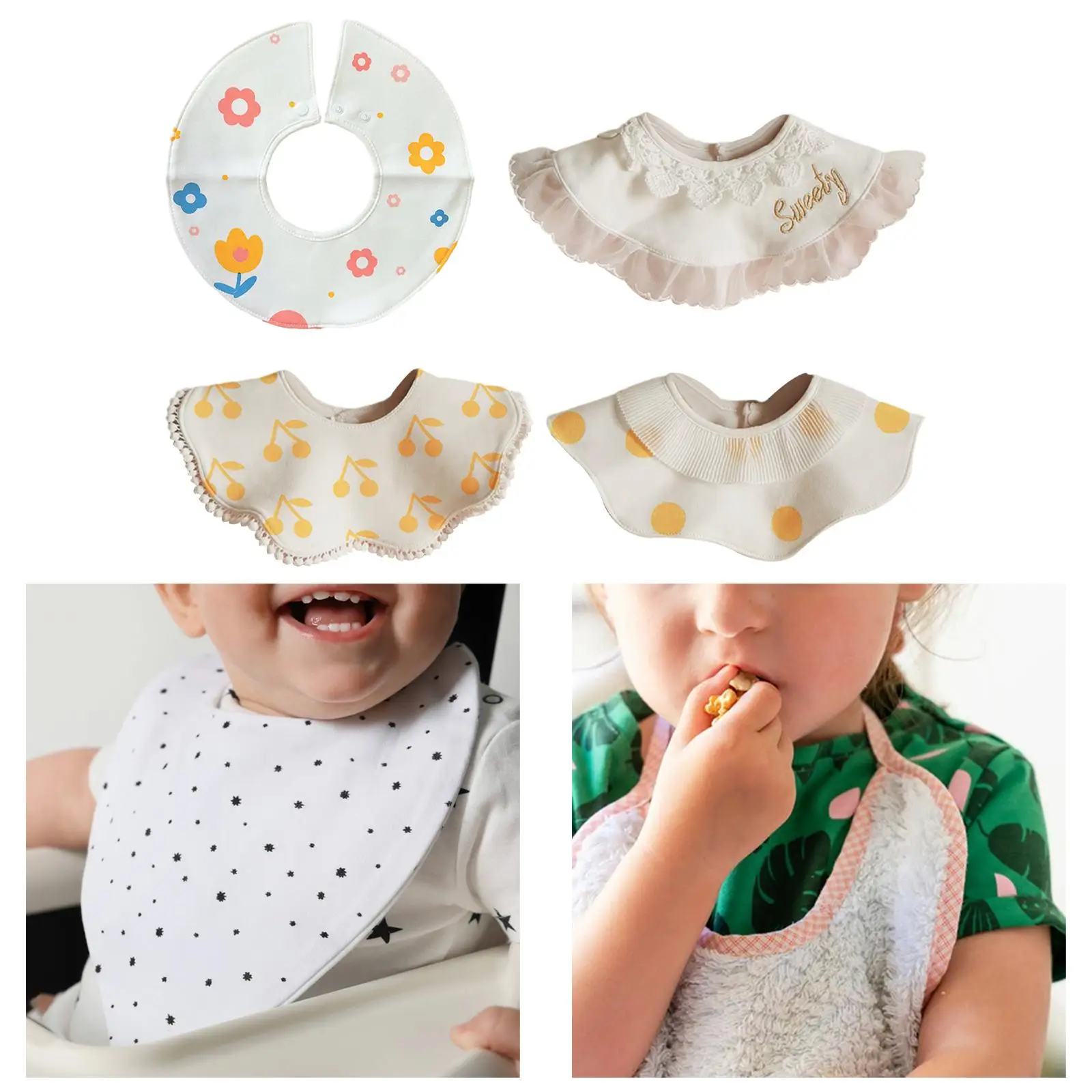 Baby Bib Adjustable Absorbent Muslin Bandana Drool Bibs Feeding Bibs Cotton Bib for Infant Newborn Toddlers 0-36 Months Gifts