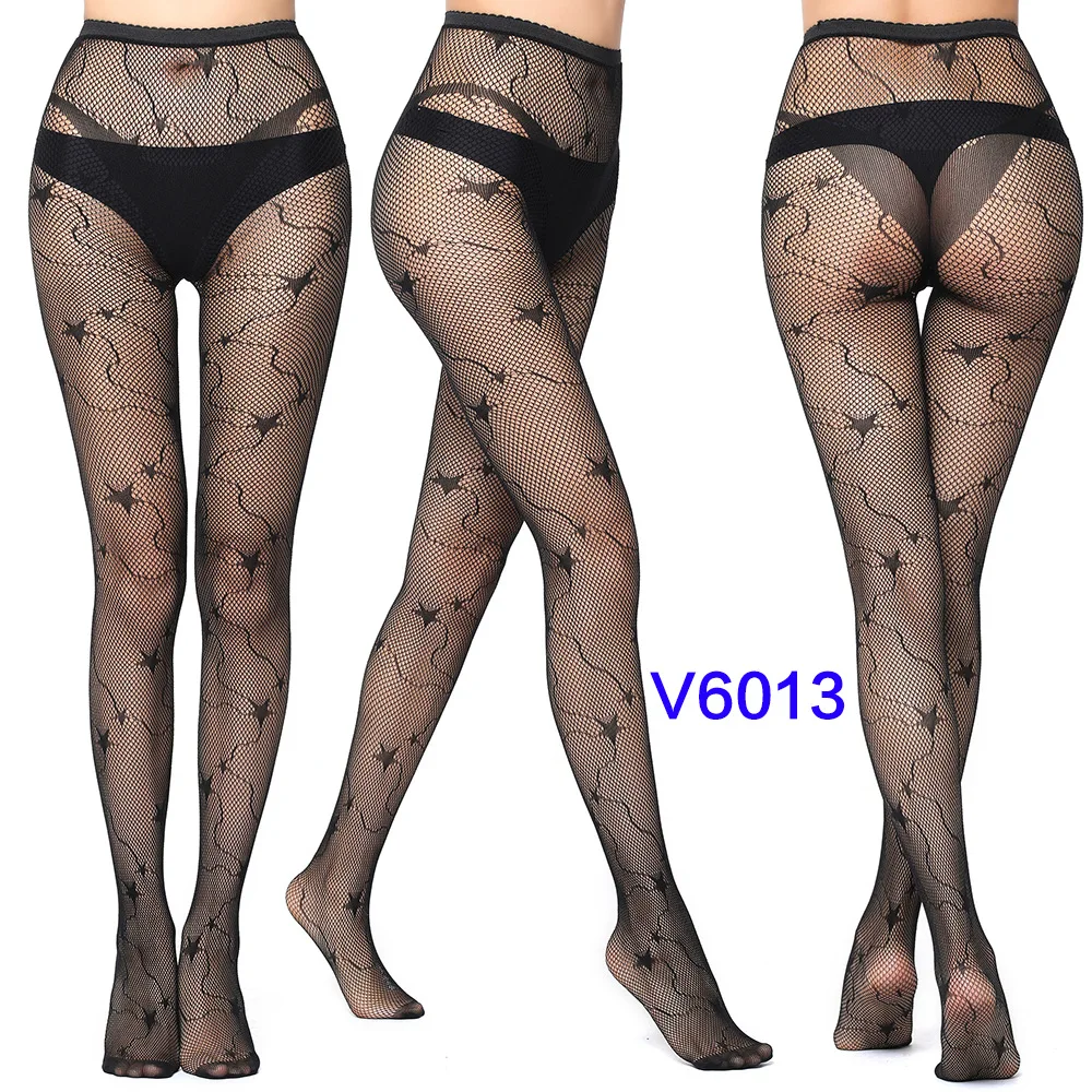 Women's Gothic Lace Fishnet Pantyhose – Seamless Jacquard Weave Garter Stockings