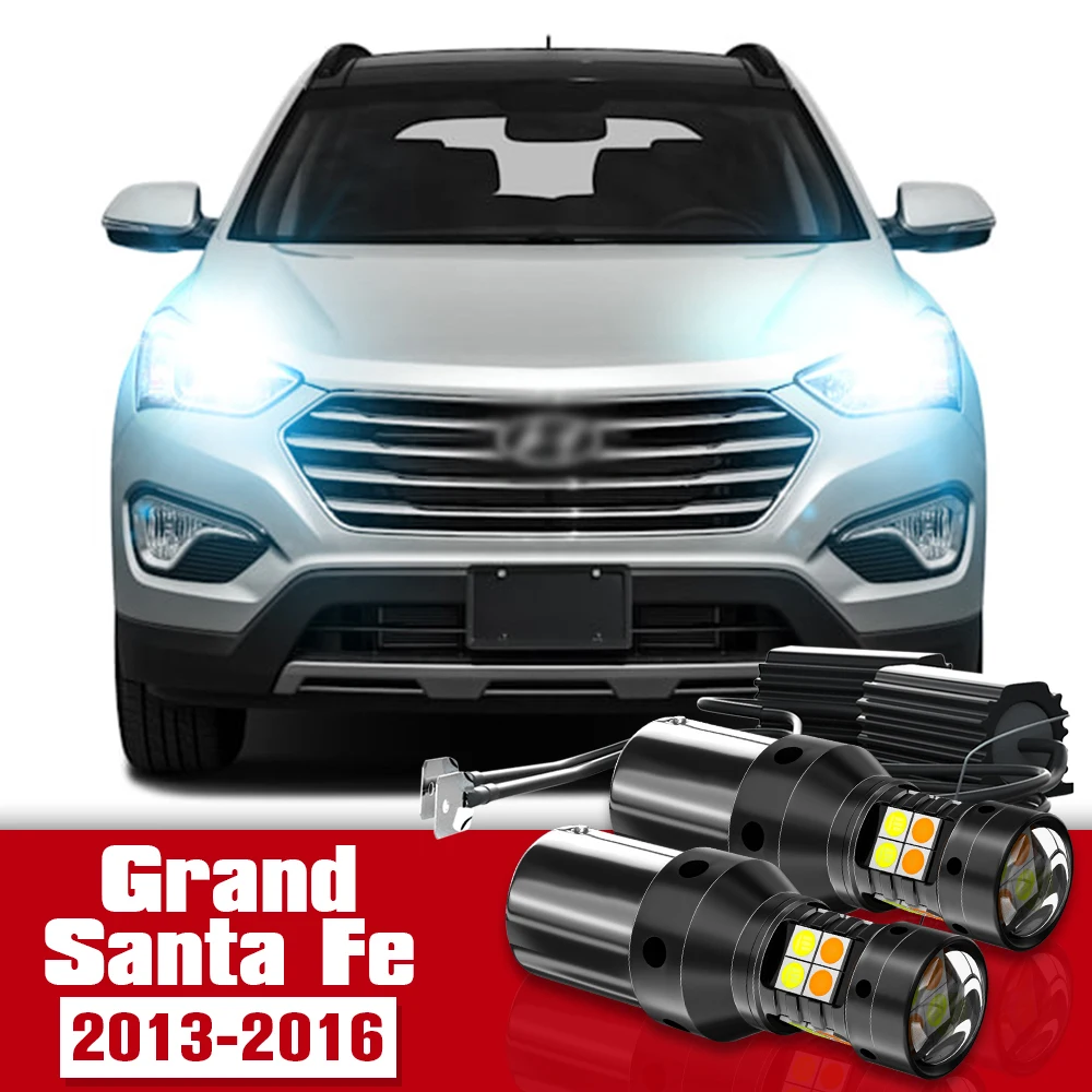 

2pcs Dual Mode Turn Signal+Daytime Running Light Accessories LED DRL For Hyundai Grand Santa Fe 2013-2016 2014 2015