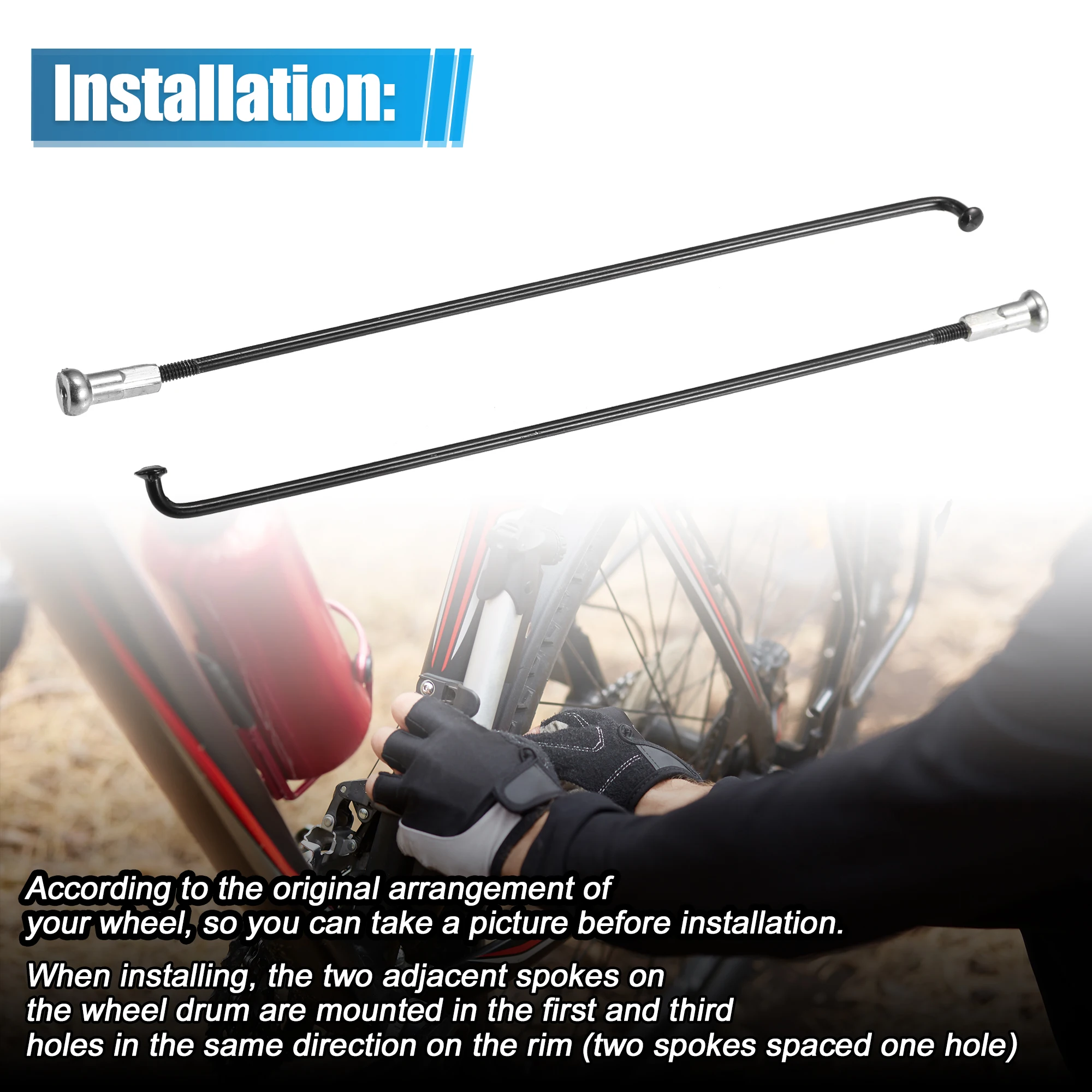 Bicycle spokes bike spokes nipples 36pcs 14G J Bend Bicycle Steel Spokes 119mm 125mm 136mm 138mm 141mm 144mm 153mm 158mm 169m Cycle Spokes with Nipples