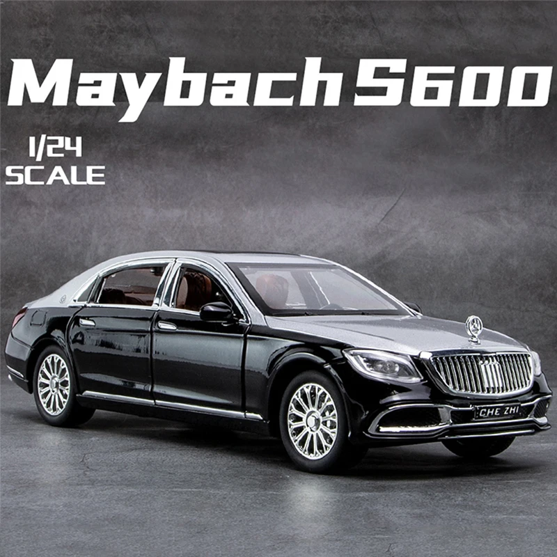 

1:24 Diecast Alloy Model Car Simulation Maybach S600 Luxury Sedan for Children Collectible Miniature Metal Vehicle Boys Hot Toys