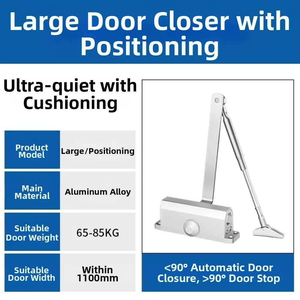 25-85KG Automatic Door Closer Adjustable Speed Mute Soft Closing Door Closing Equipment Rust-proof Aluminum Alloy
