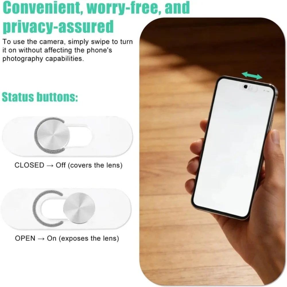 Ultra-Thin Transparent Privacy Camera Cover with Slide Protection for Smartphones and Tablets