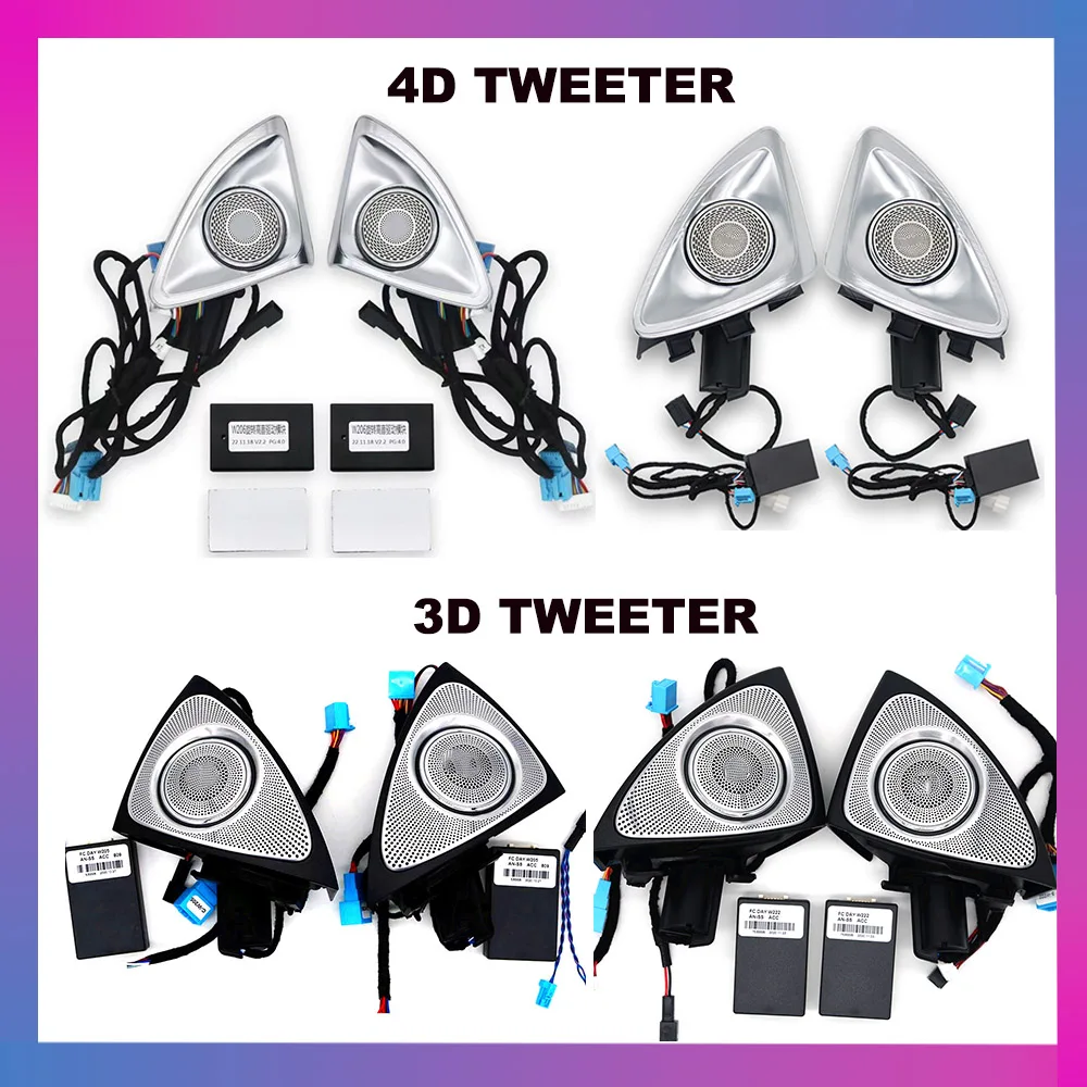 

64 Color 4D Rotating Tweeter For Mercedes Benz W205 W213 W222 X253 W206 C GLC E S-class LED Luminous Door Side Speaker Horn Lamp