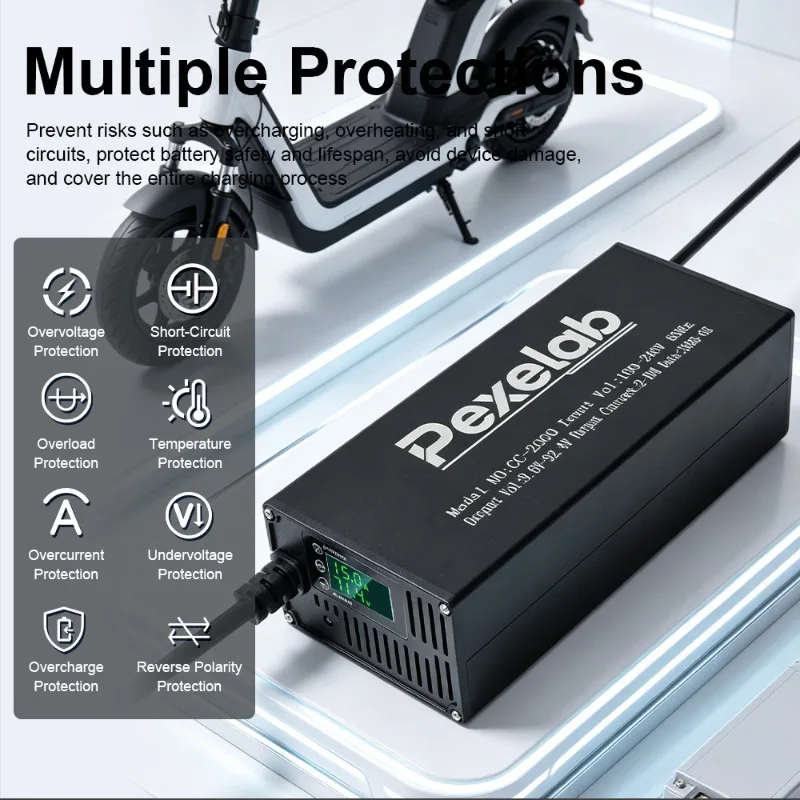HD 20S 조절식 전류 84V 1A10A LCD 220V 리튬이온 LiFePO4 리튬 배터리 충전기 (포크리프트, 바닥 청소기용) 영국/EU/호주 플러그