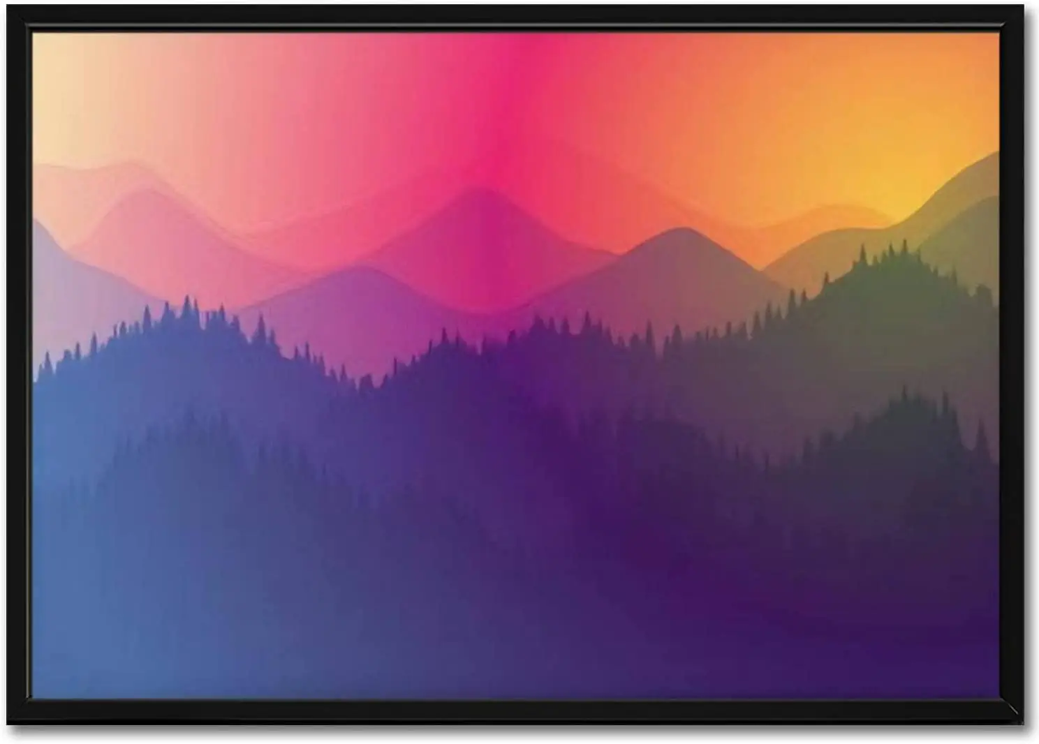 Настенная картина с черной рамкой на холсте утренний или вечерний пейзаж горами
