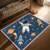 Children Bedroom Play Mat Large Carpet for Living Room Astronaut Pattern Baby Crawling Mat Non-slip Room Decor Rugs Customizable 1