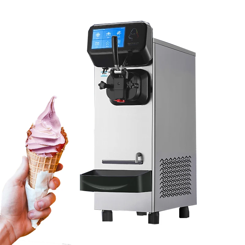 

Soft Ice Cream Machine Commercial Small Automatic Ice Cream Machine Mini Desktop Sundae Cone Ice Cream Maker, 220V