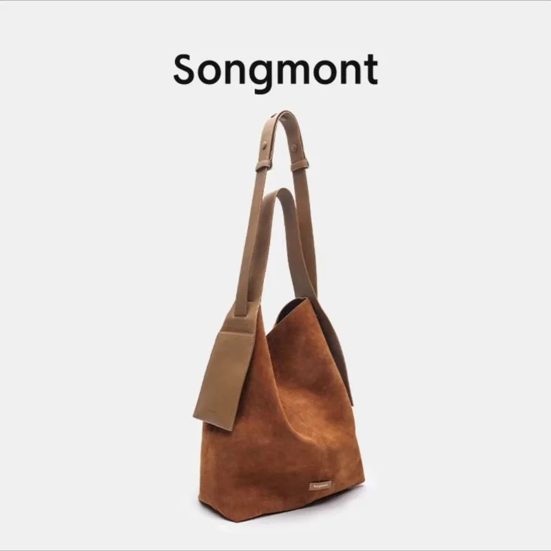

Повседневная вместительная сумка-тоут серия songmont, Замшевая сумка через плечо с заушным крючком, дизайнерские сумки, роскошная женская сумка