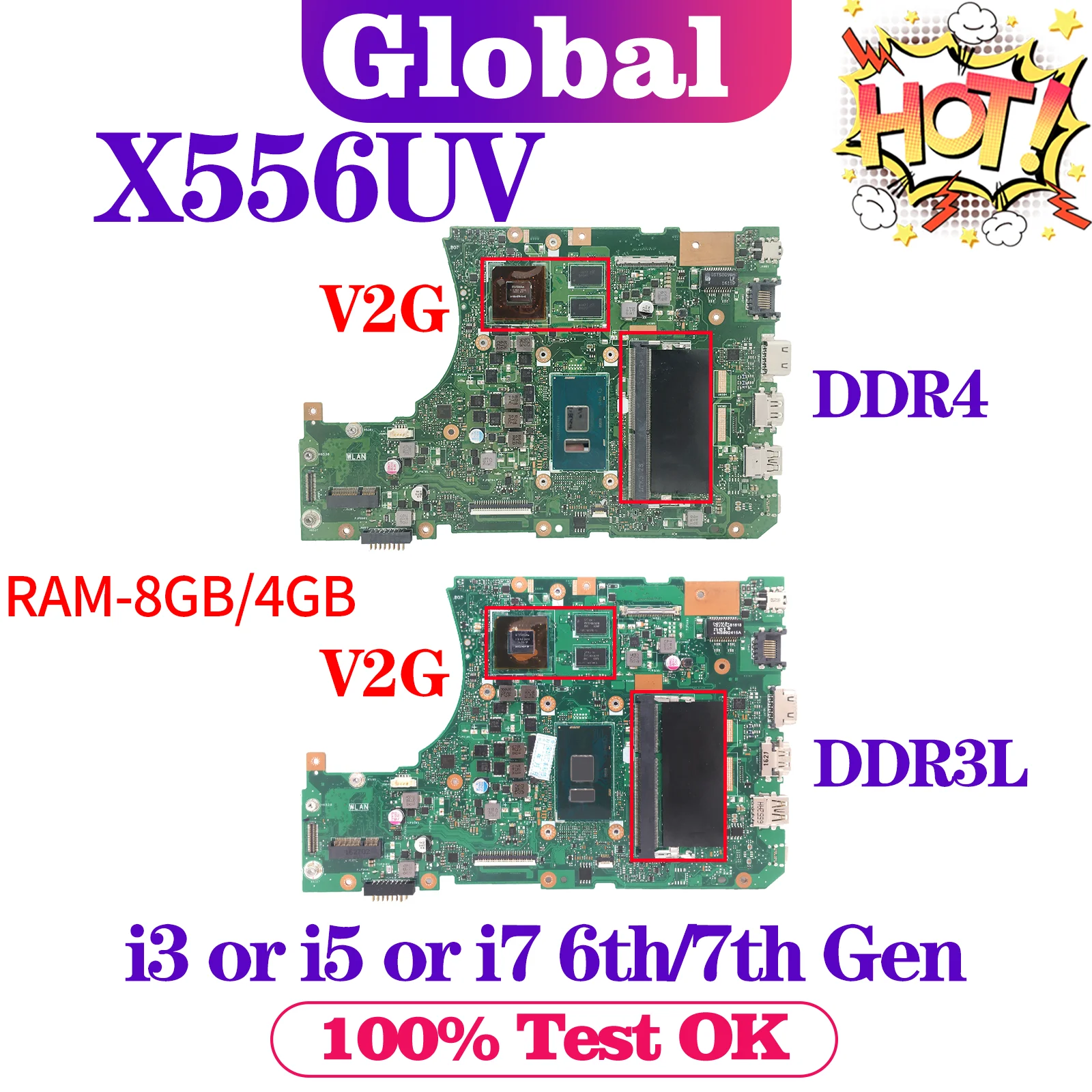 X556UV Mainboard For ASUS A556U X556UQ X556URK X556UJ X556UQK