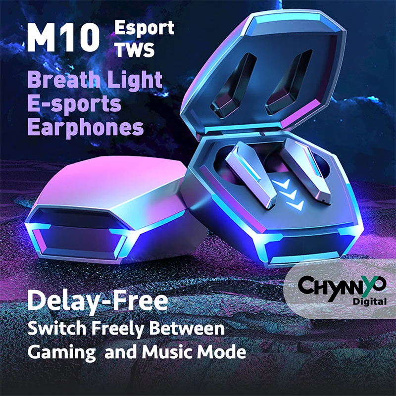 

Wireless Bluetooth Headphone M10 Earbuds gaming Mini earpiece TWS Stereo Headset Low Latency Noise Cancelling for iPhone Android