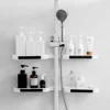 Bathroom Shelves Punch-free Revolving Rack Wall-mounted Corner Shelf Shower Storage Holder Kitchen Wall Storage Rack Organizer 4