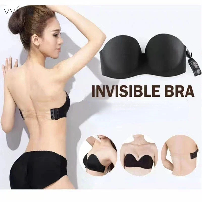 

Invisible Strapless Bra Women Magic Push Up Bra Women's Bras Underwired 1/2 Cup Back Band Dress Wedding Backless Invisible Bras