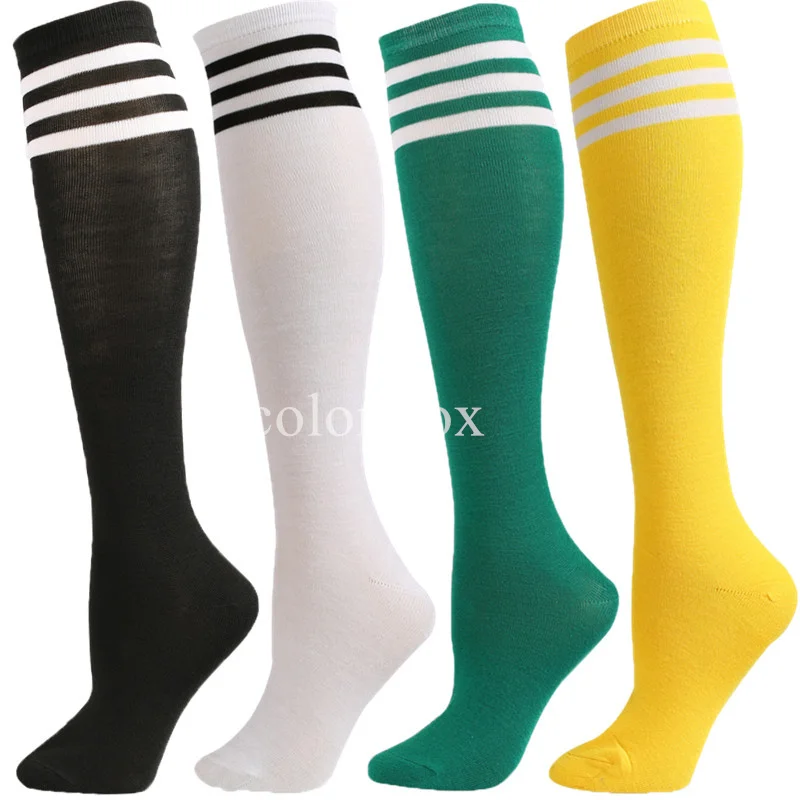 Compression Socks Black White Stripe Long Socks Nylon Long Stockings Solid Color Knee High Kawaii Cosplay JK Woman