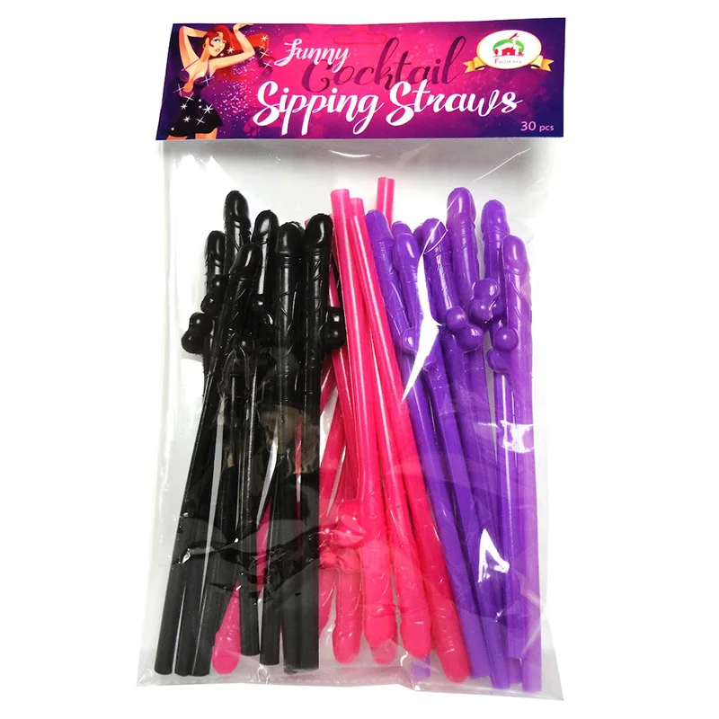 10 Pack Penis Sipping Straws - Pink