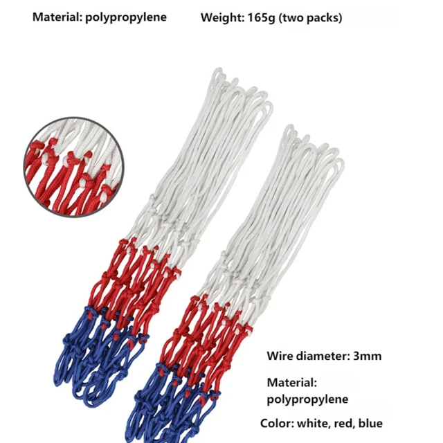 1-3X Standard Basketball Net Durable Polypropylene Fiber Outdoor Sports Basketball Tri-Color Basketball Net Mesh Replacement 2