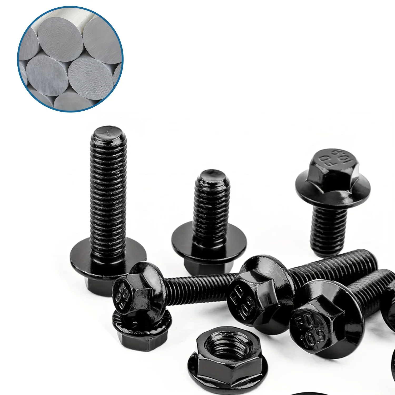 VKKM 132 pcs M8 Hex Cap Flange Bolt Assortment Kit/Screws, Nuts & Washers/Black Oxide, M8-1.25 x 12/16/20/25mm