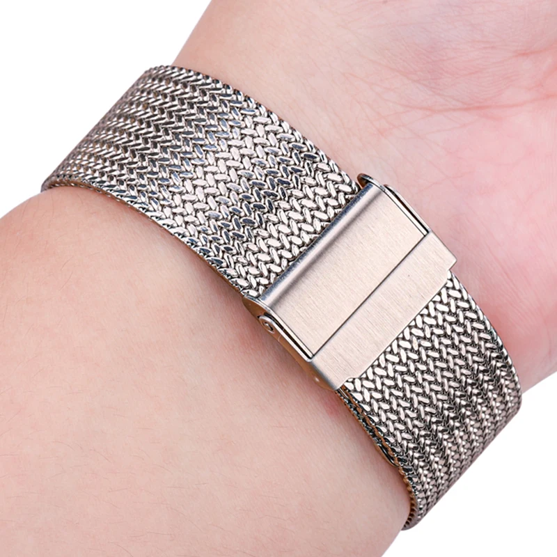 Bracelet maille milanaise effilée 20mm, 22mm, poli