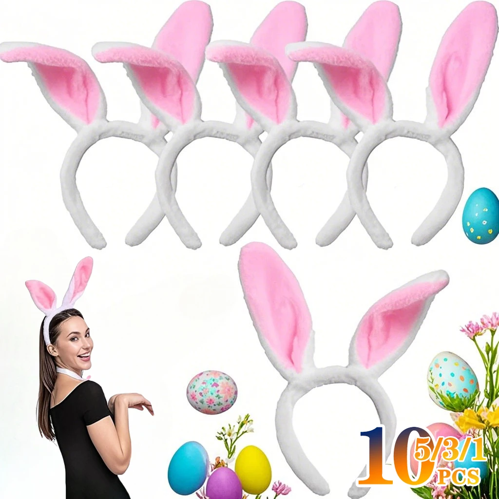 Hair Accessories Party Photo Props 1-10PCS Easter Plush Bunny Ears Hairband Party Cosplay Hair Accessories for Adults Children Cosplay Easter Headwear
