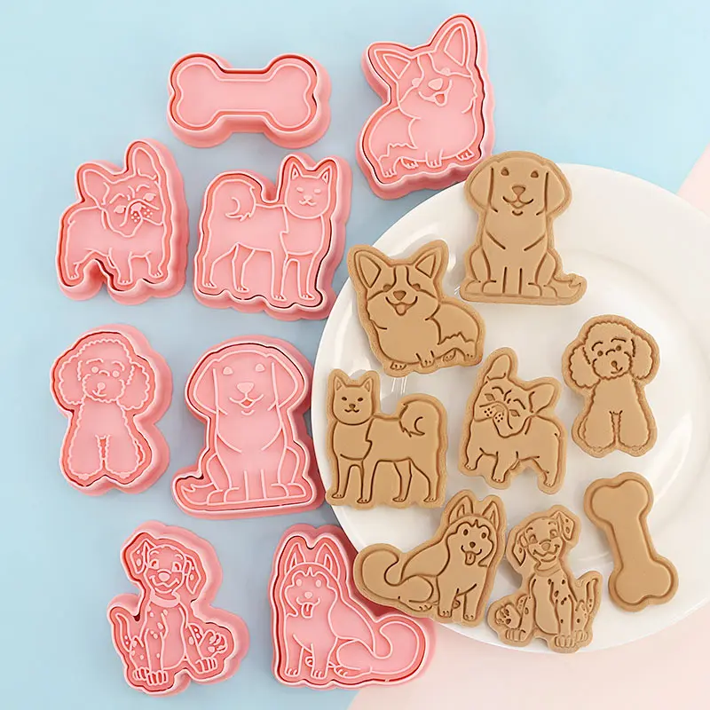 Set of 8 Animal Dog Cookie Stamper Molds