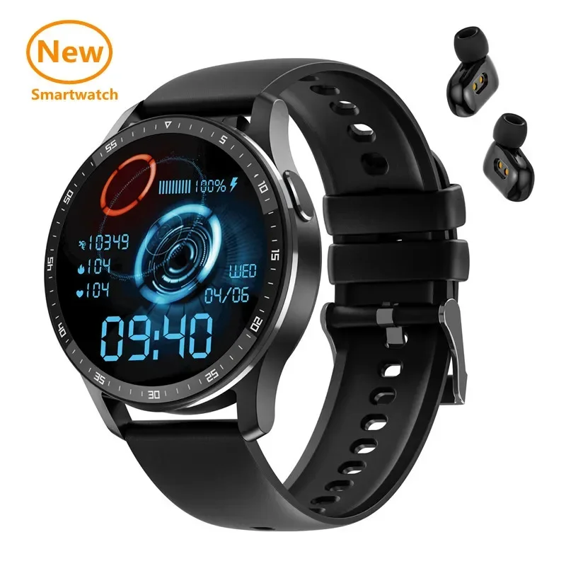 

2024 New Men Smart Watch TWS Bluetooth Headset 2 in 1 Iwatch Buds Headset IP67 Waterproof Heart Rate Sports Fitness Tracker