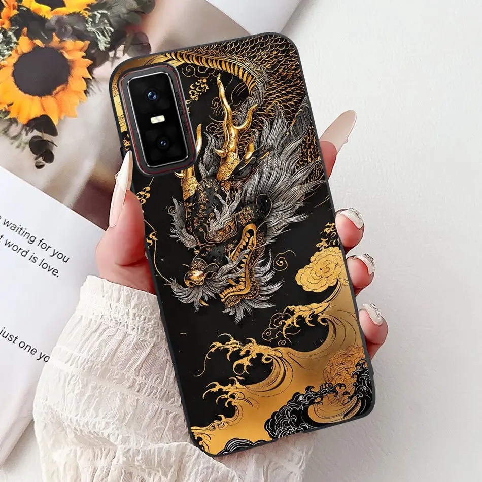 Cool Dragon Tiger Painted Soft Silicone Phone Case
