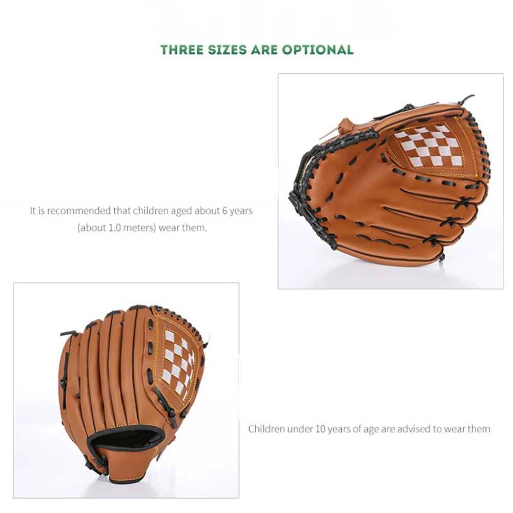 Baseball Glove Softball Glove PVC Imitation Leather Throw Training And Beginner Baseball Mitt Size 9.5"-12.5" For Kids
