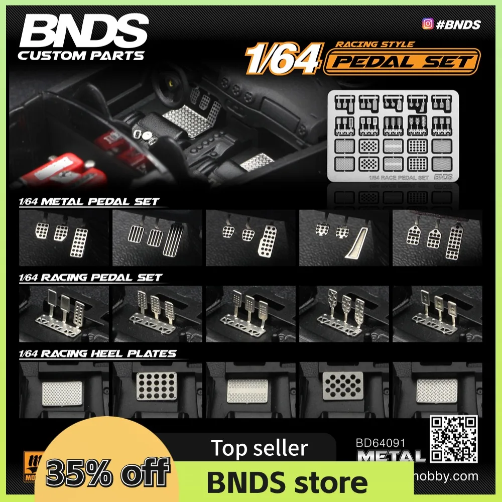 BNDS New 1/64 Metal Modified Parts Small Scale Exhaust Pipe Muffler Racing Style Pedal Set For Model Car Racing Vehicle Toy 3