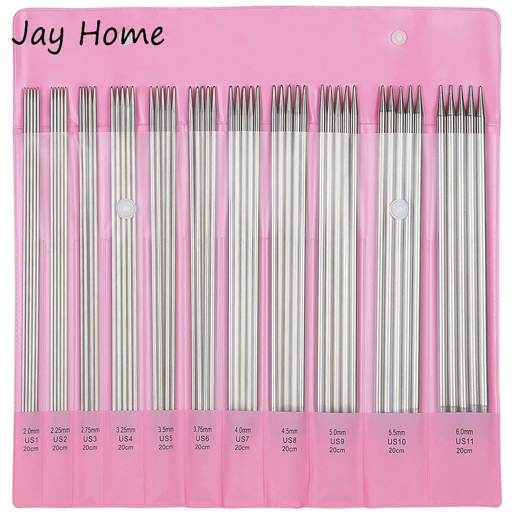 55PCS Double Pointed Stainless Steel Knitting Needles Set 20CM Crochet
