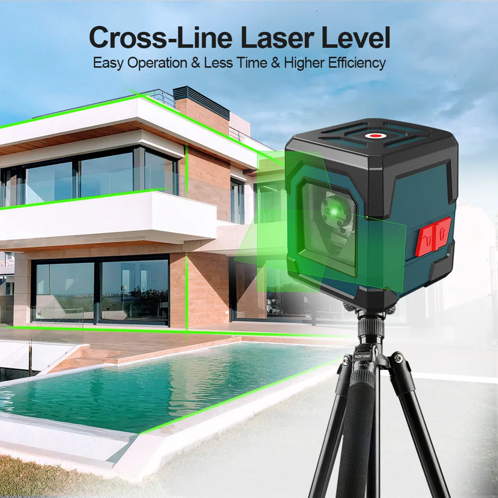 Hanmatek Laser level meter 2-line automatic leveling vertical and horizontal lines green red beam
