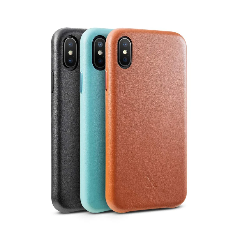 

For iPhone XS Case Luxury Business Genuine Leather Protective Back Cover with Flocking Microfiber inside For iPhone X Shell