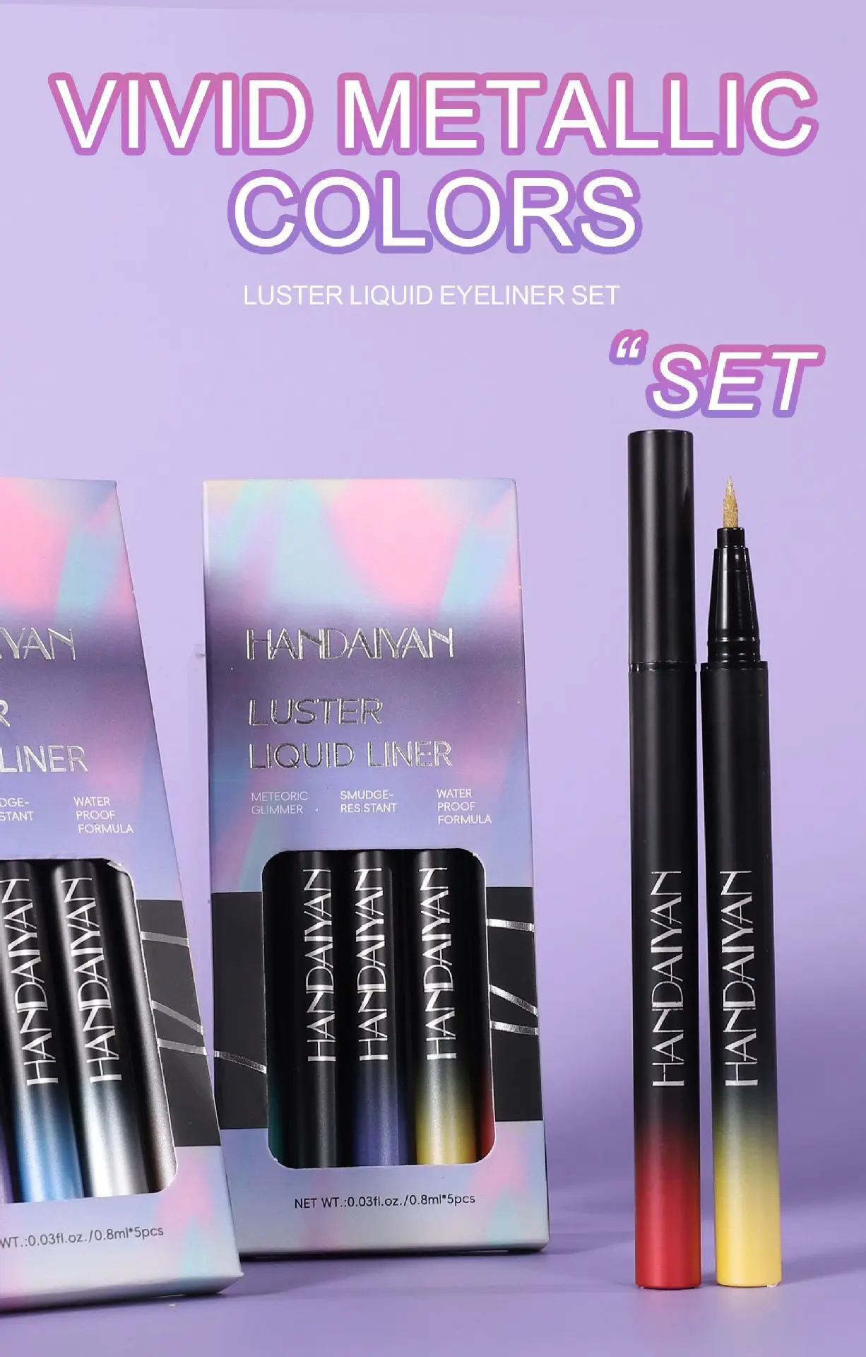 5 Colors Waterproof Glitter Liquid Eyeliner Set Long Lasting Shiny Sparkle Eye Makeup Pen Kit For Women Girls