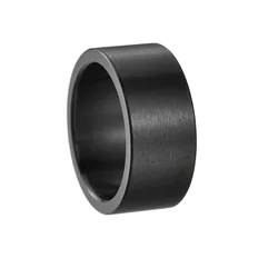 Elegant 10mm Vintage Silver - Toned Stainless Steel Ring - Timeless Jewelry Gift - 8 (Black)