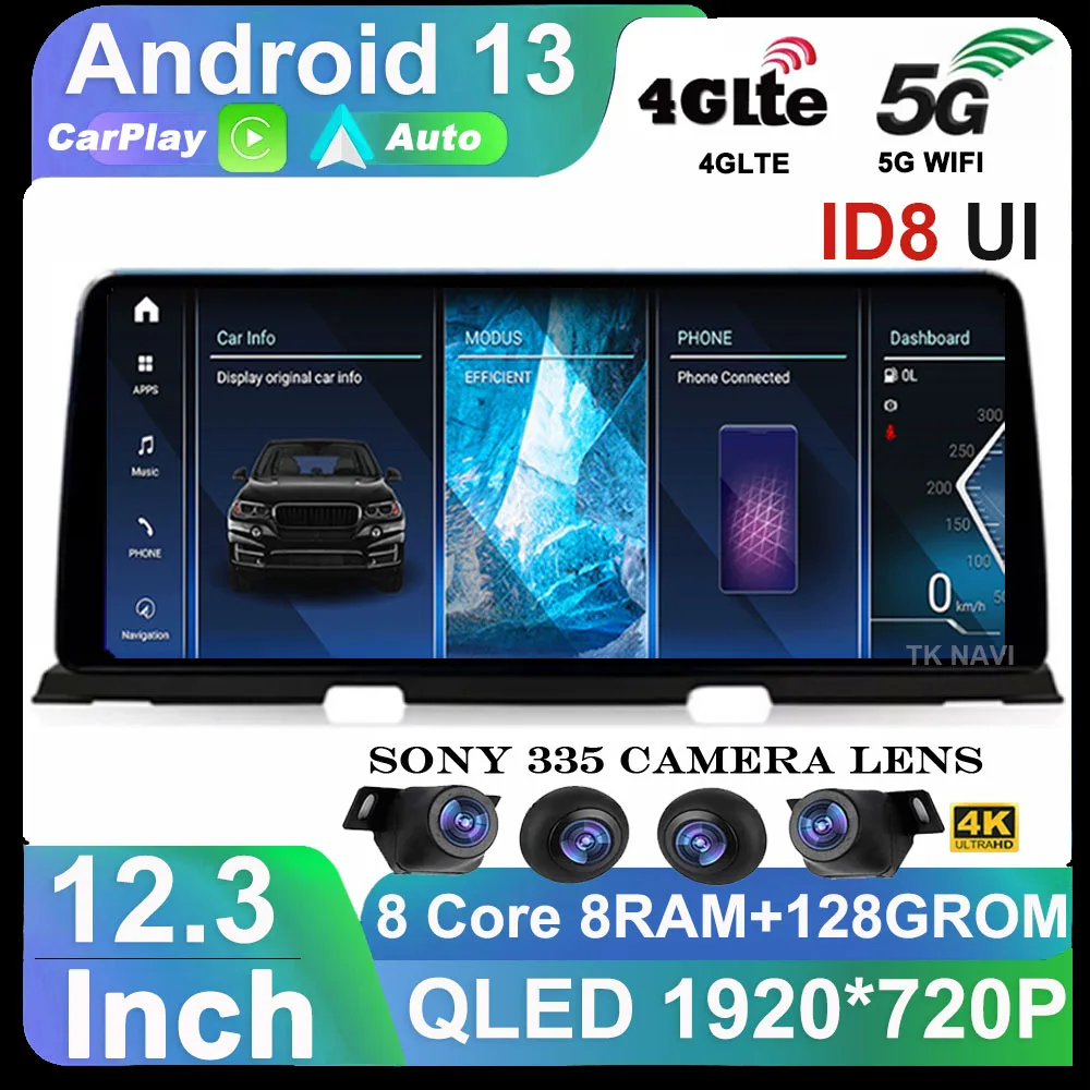 

12.3 Inch Android 13 ID8 Touch Screen Car Carplay Monitors Multimedia Player Stereo Speaker Radio For BMW F06 F12 2010-2017 Unit