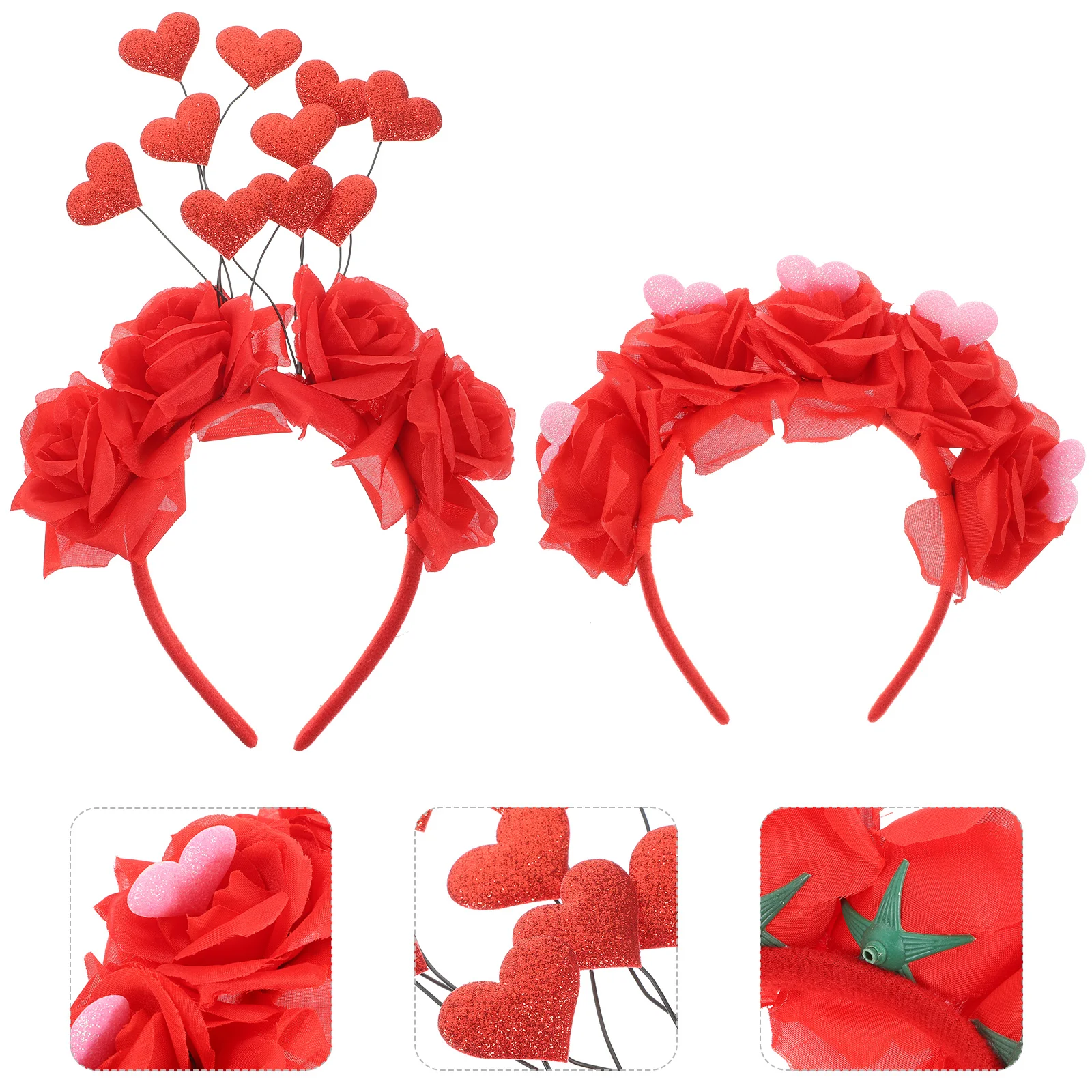 

Головной убор на День святого Валентина, аксессуар для волос, тиара, ткань, цветок, для взрослых, 2 шт.