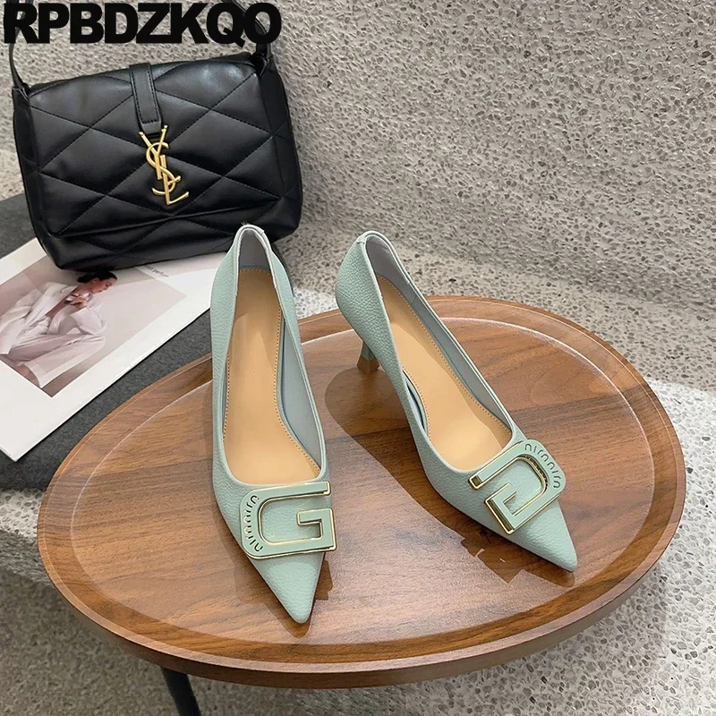 

Designer Pumps European Metal Fashion Women Evening Elegant Trend Pointy Toe Slip On 34 Office High Heels Shallow Stiletto Shoes