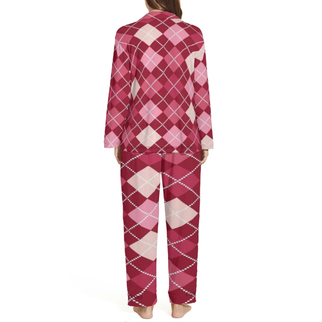 Pink Plaid Series Printed Sleepwear Set  Long-Sleeve New Pajamas Sets Night New Winter