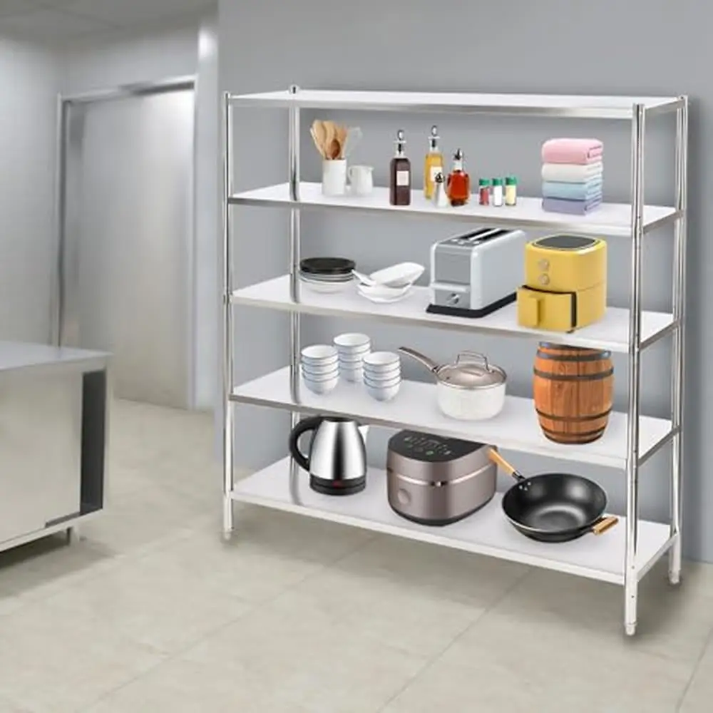 Adjustable Stainless Steel Storage Shelves 5 Tier Industrial Shelving Garage Warehouse Kitchen 6